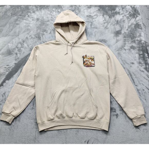 Bowery Supply Co. Other - Bowery Supply Co Hoodies Mens L Beige Sweatshirt Pullover Mushrooms Butterflies